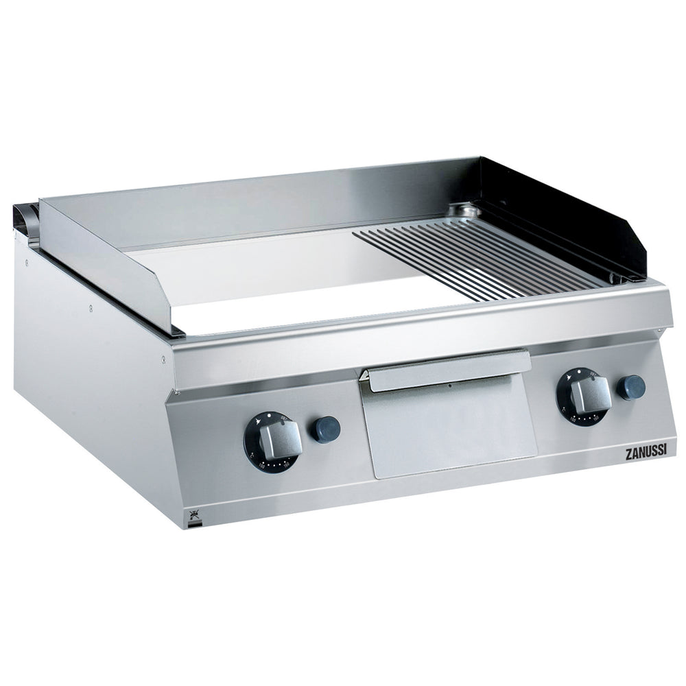Gas 800mm 2/3 Smooth 1/3 Ribbed Polished Chrome Plate Fry Top 372041