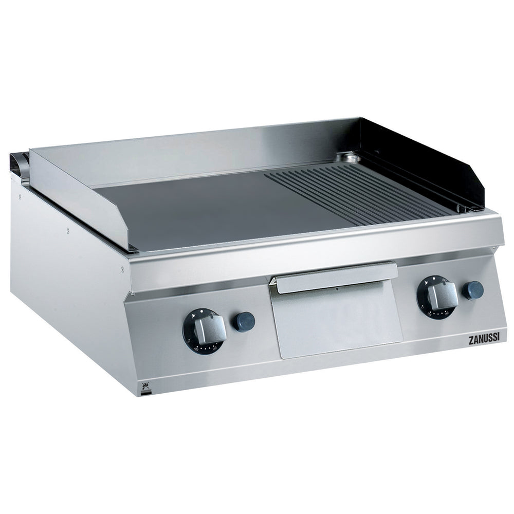 Gas 800mm 2/3 Smooth 1/3 Ribbed Brushed Chrome Plate Fry Top 372335