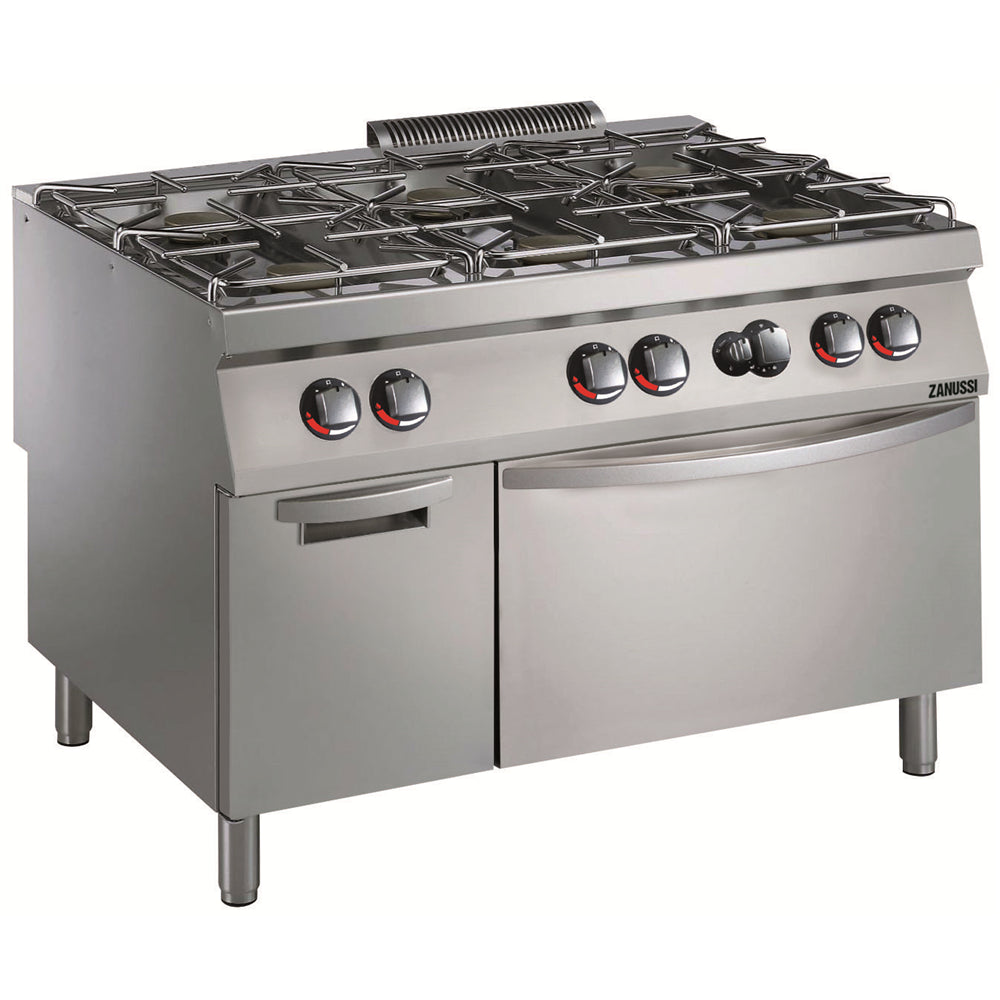 Gas 1200mm 6 Open Burners 36 mj with Gas Static Oven + Cupboard 392263