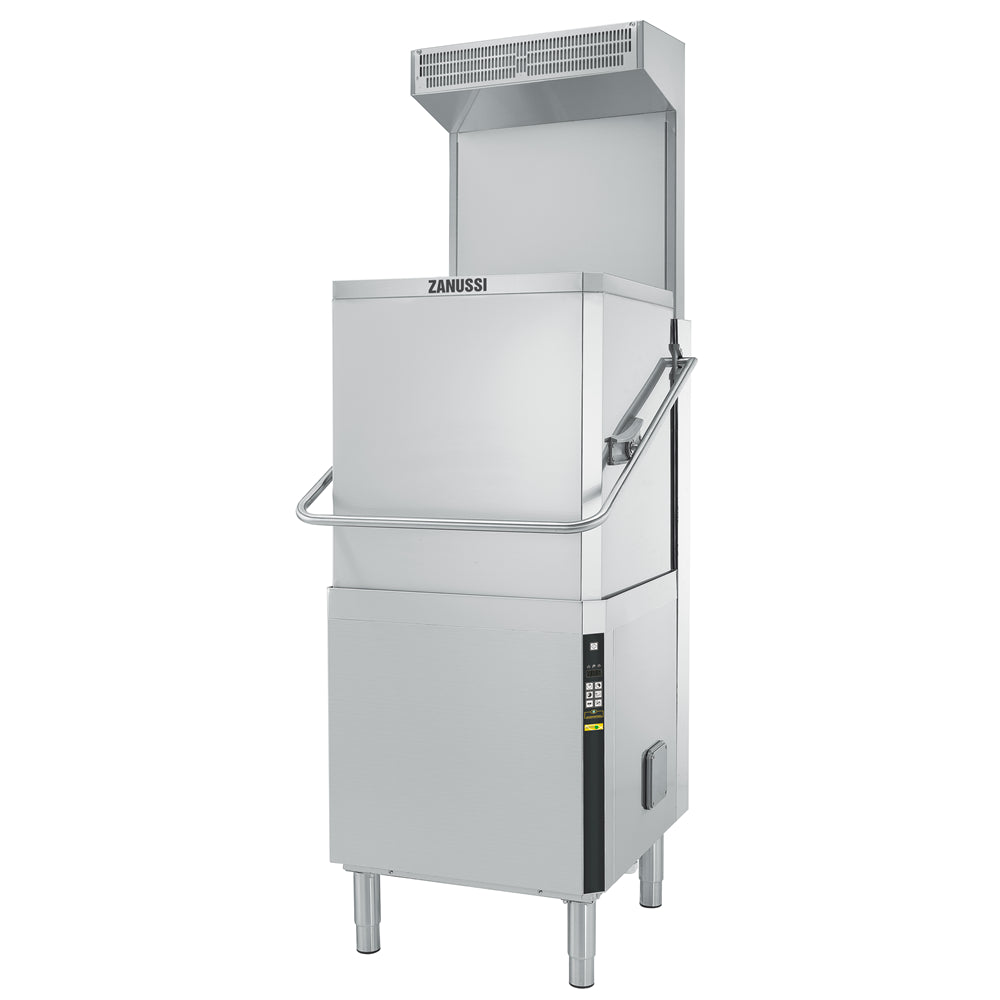 Premium Hood Type Passthrough Dishwasher with Auto Deliming, Advanced Filtering and ESD Hood 504272