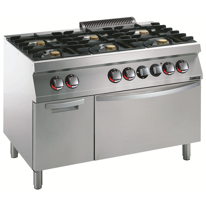Gas 1200mm 6 Open Burners with Electric Static Oven + Cupboard 372152