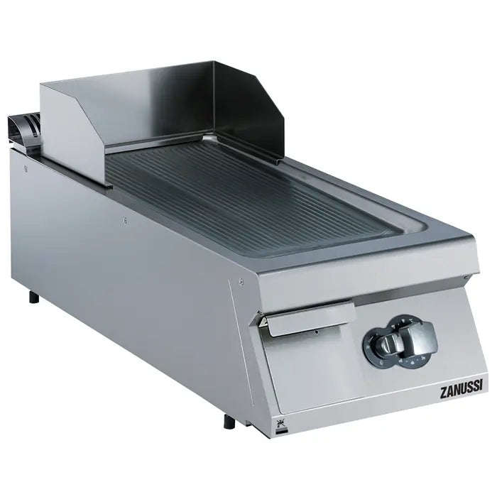 Gas 400mm Ribbed Brushed Chrome Sloped Plate Fry Top 392354