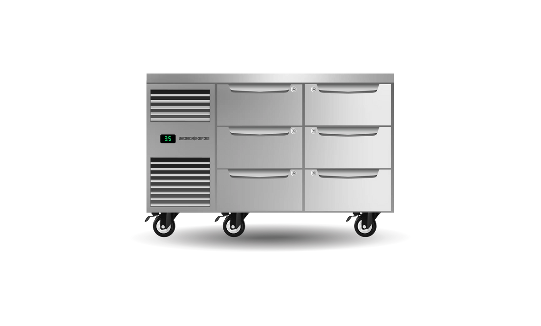 Six Drawer, Two Bay, Underbench GN 1/1 Fridge PG11.UBR.2.D6
