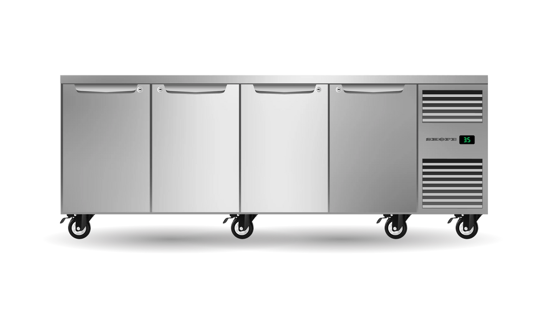 Four Solid Door Underbench GN 1/1 Right Hand Fridge PG11.UBR.4.SD.RH
