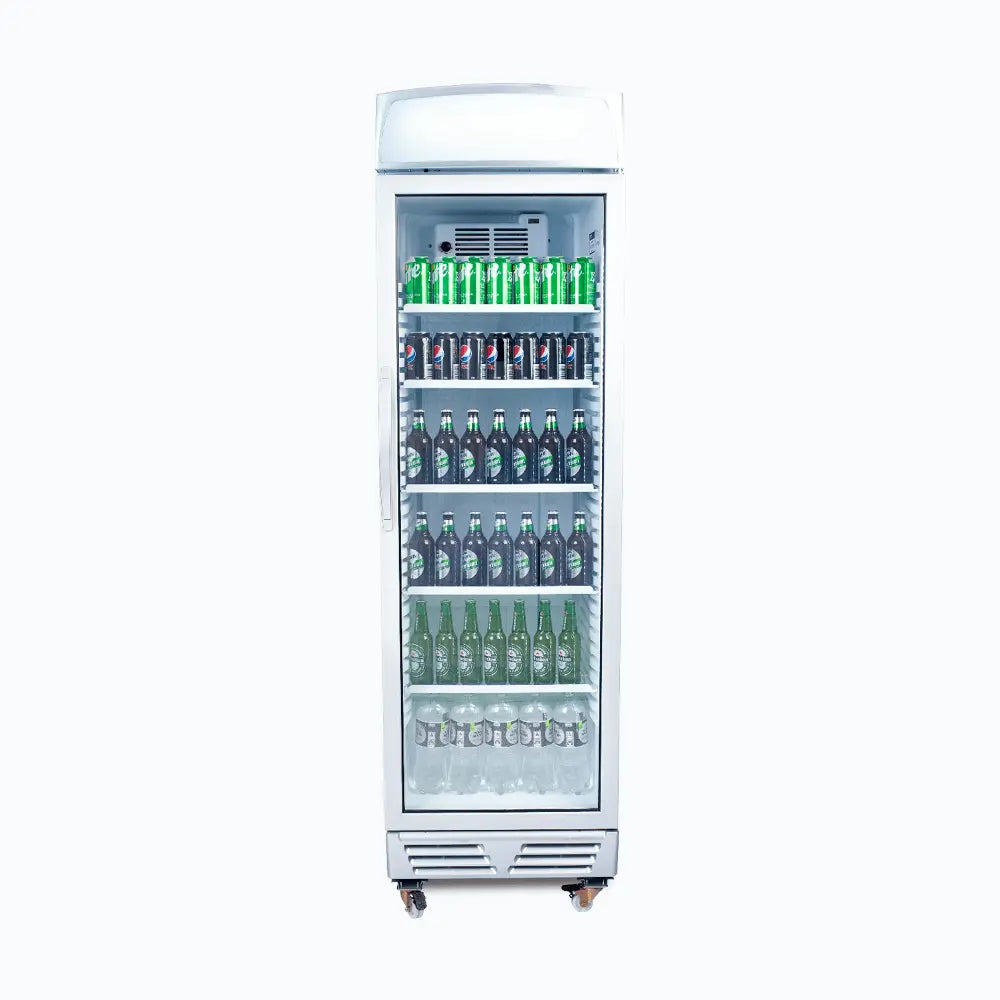 Upright Display Fridge - 372L - 1 Door - Flat Glass - Lightbox GM0374L-NR