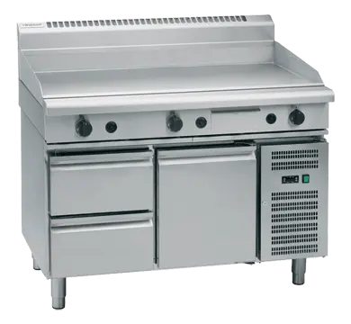 Waldorf 800 Series GPL8120G-RB - 1200mm Gas Griddle Low Back Version – Refrigerated Base