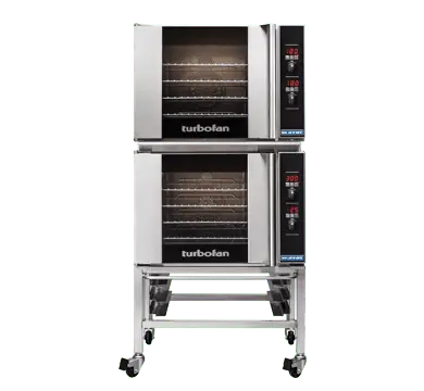 Turbofan E31D4/2C - Full Size Tray Digital Electric Convection Ovens Double Stacked With Castor Base Stand