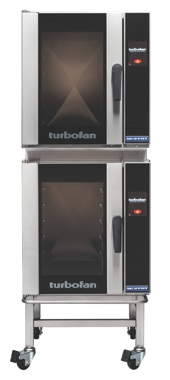Turbofan E33T5/2C - Full Size Tray Touch Screen Electric Convection Oven Double Stacked With Castor Base Stand