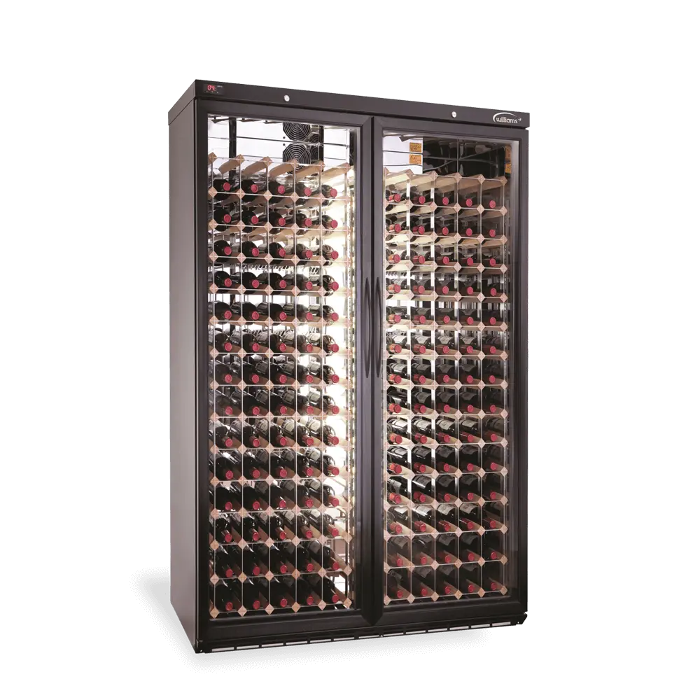 Wine Cabinet - Two Door Black Upright Wine Display Refrigerator BC200W-DR