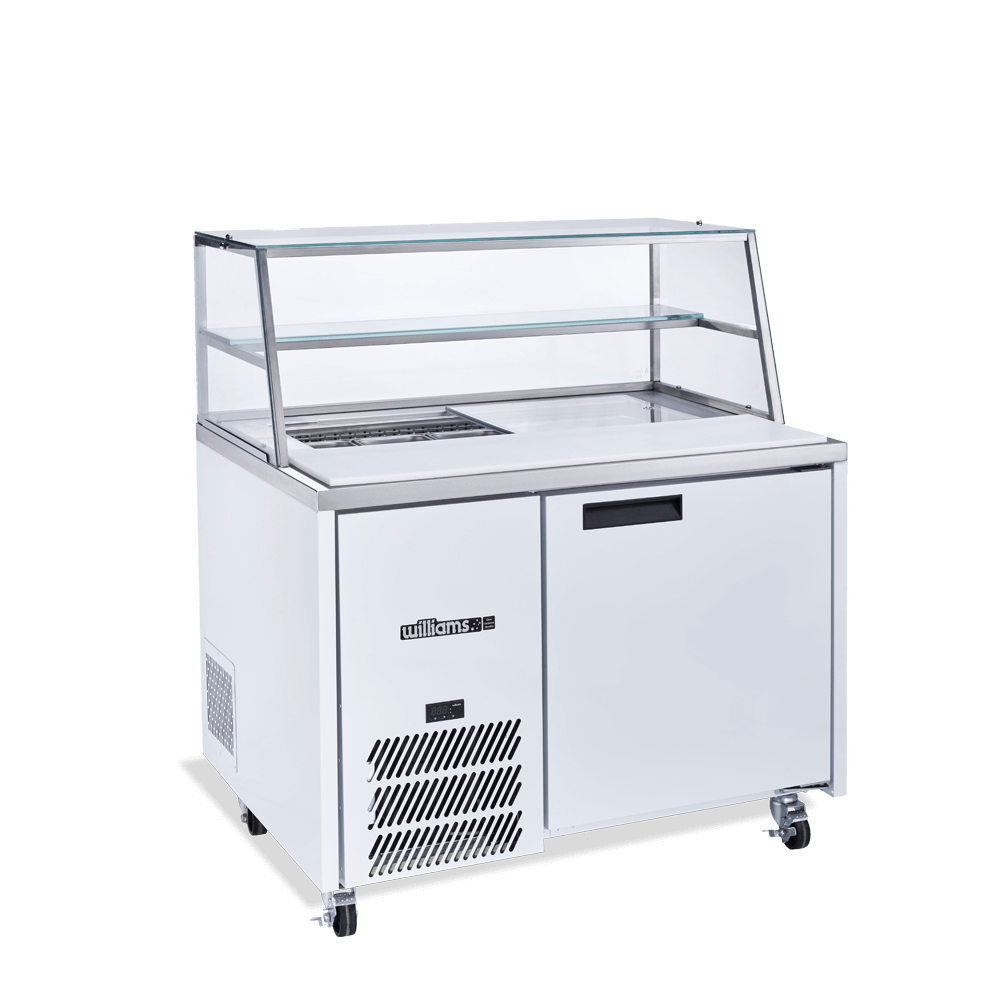 Jade Sandwich - One Door White Colorbond Prep Counter Refrigerator With Blown Air Well HJ1SCBA