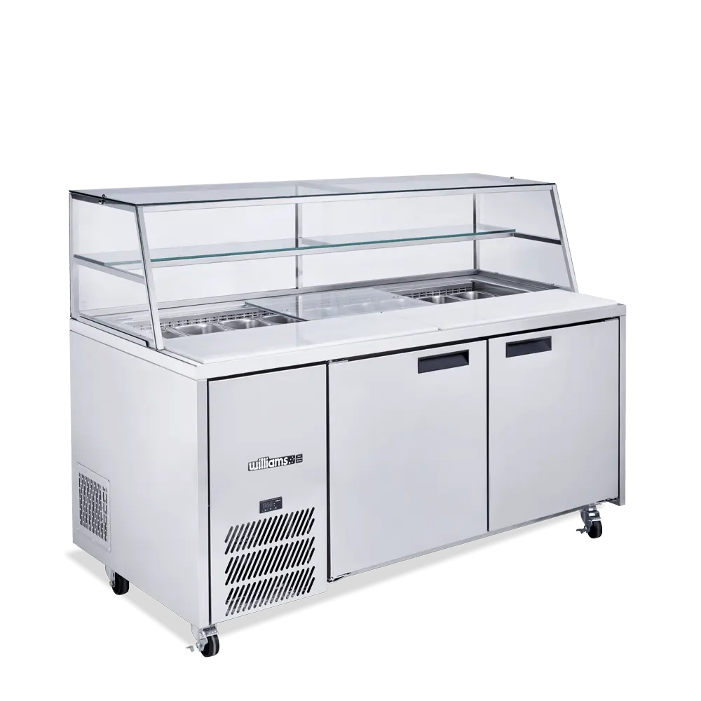 Jade Sandwich - Two Door Stainless Steel Prep Counter Refrigerator With Blown Air Well HJ2SCBASS