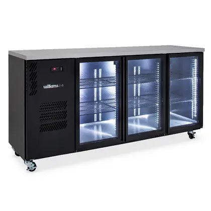 Cameo - Three Door Black Colorbond Under Counter Display Refrigerator HC3UGBHC