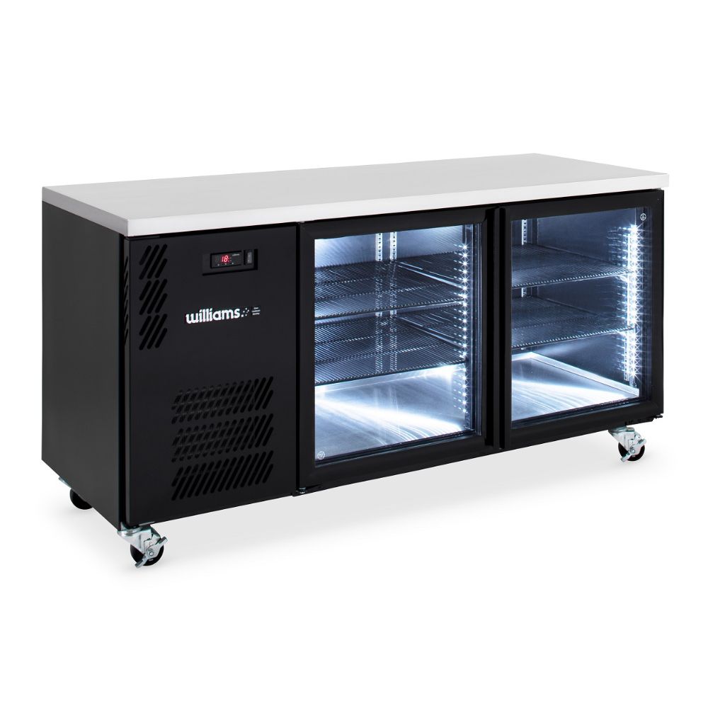 Boronia - Two Door Black Colorbond Under Counter Display Refrigerator HB2UGBHC