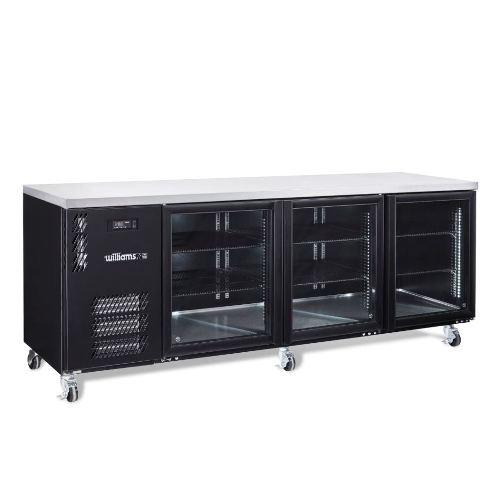 Boronia - Three Door Black Colorbond Under Counter Display Refrigerator HB3UGBHC