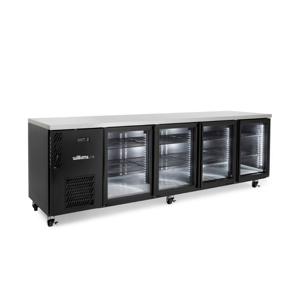 Cameo Mini - Four Door Black Colorbond Under Counter Display Refrigerator HCM4UGBHC