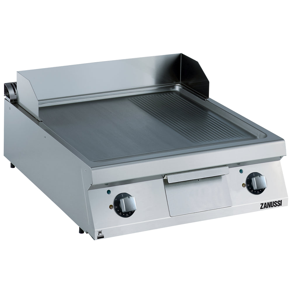 Electric 800mm 2/3 Smooth 1/3 Ribbed Brushed Chrome Horizontal Plate Fry Top 392358