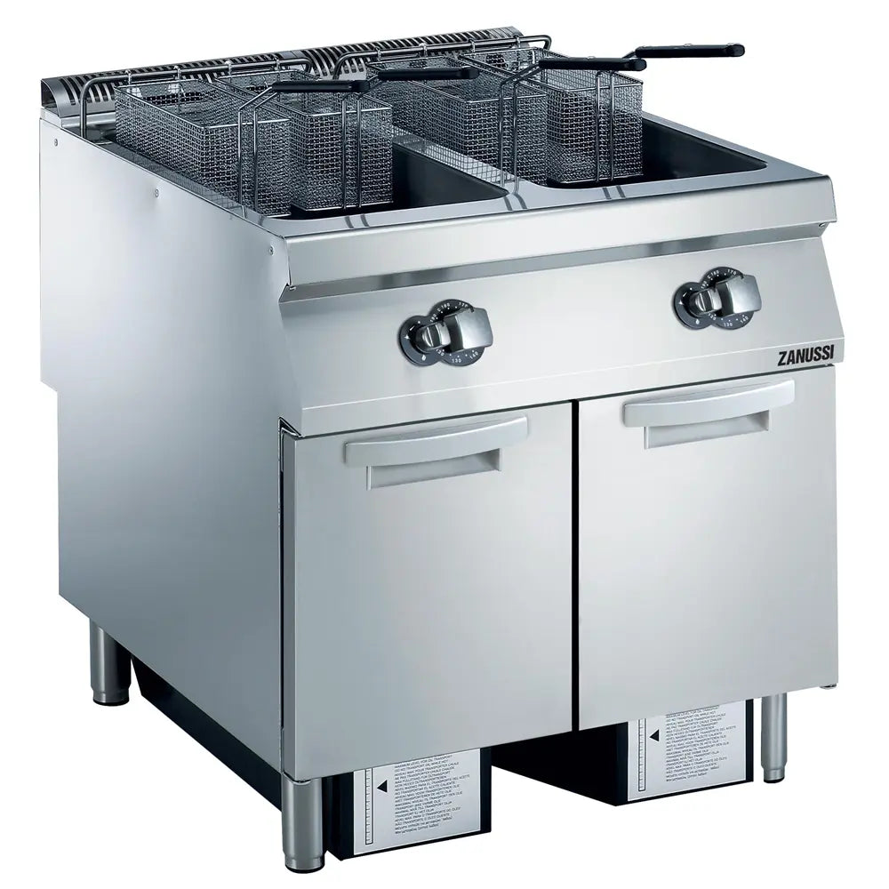 Gas 800mm Twin Well 2 x 23L Freestanding V-Shaped Deep Fryer 392332