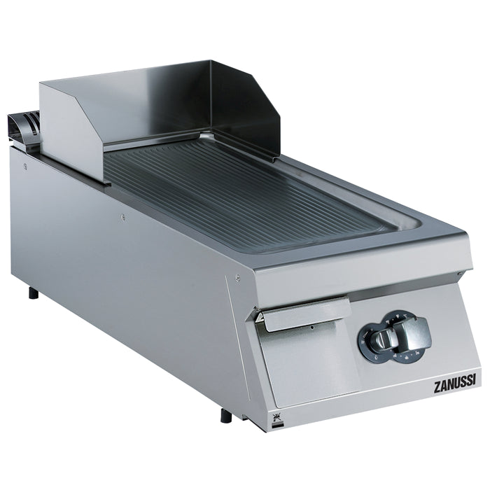 Gas 400mm Ribbed Brushed Chrome Sloped Plate Fry Top 392354