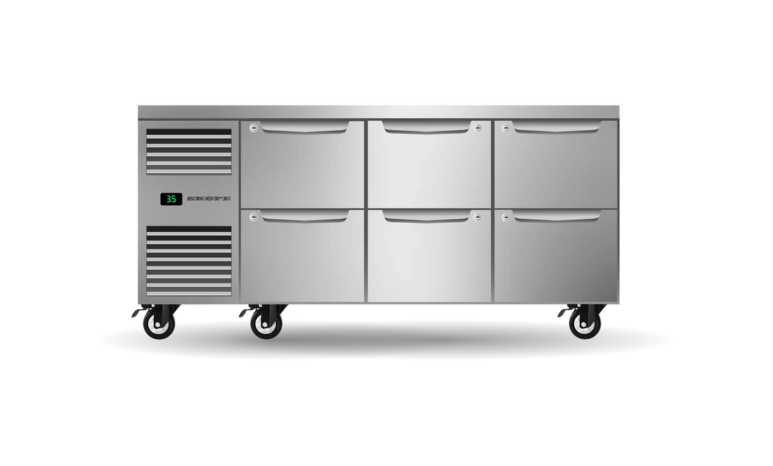 Six Drawer, Three Bay, Underbench GN 1/1 Fridge PG11.UBR.3.D6