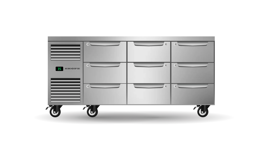 Nine Drawer, Three Bay, Underbench GN 1/1 Fridge PG11.UBR.3.D9