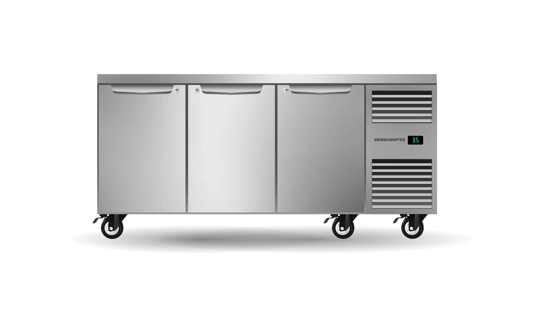 Three Solid Door Underbench GN 1/1 Right Hand Fridge PG11.UBR.3.SD.RH