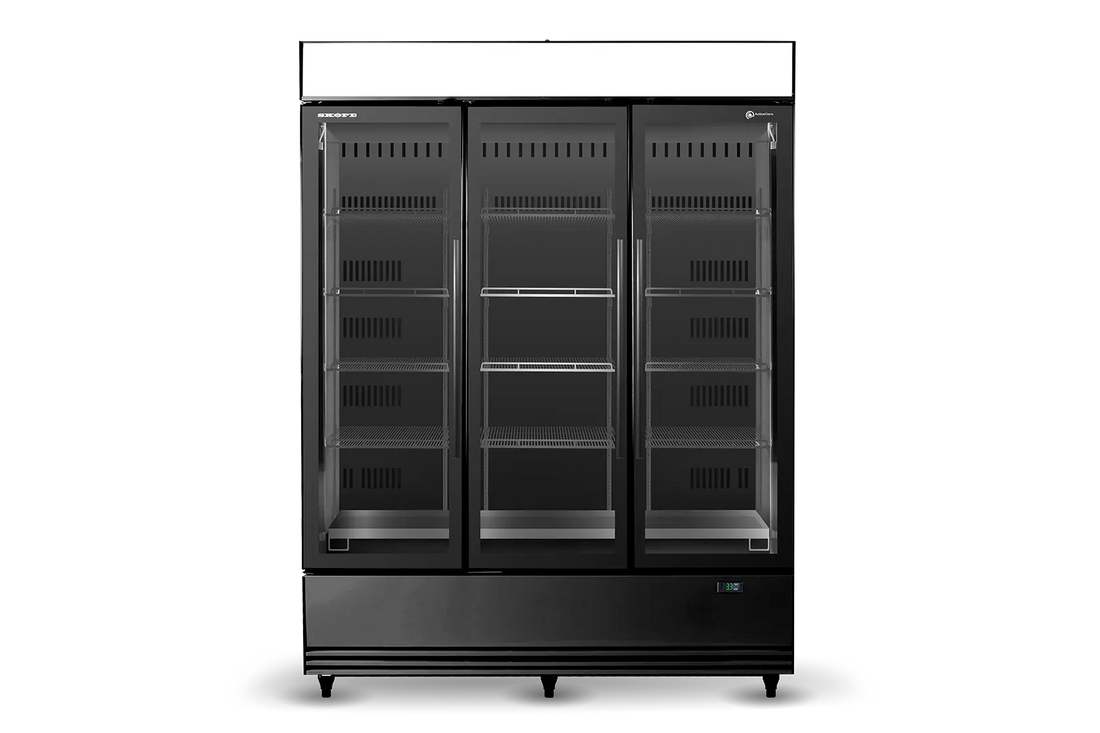 SKB1500N-AC 3 Glass Door Display or Storage Fridge, Lit Sign