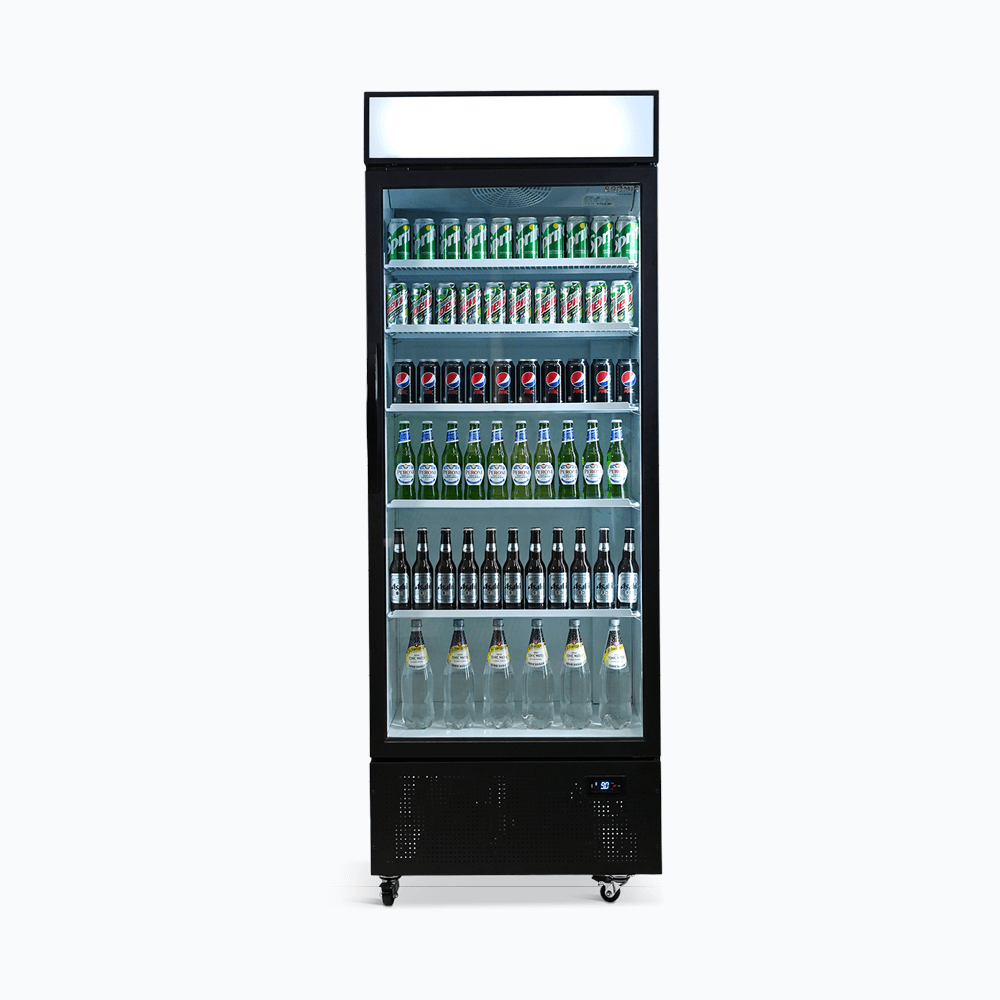 Upright Display Fridge - 659L - 1 Door - Flat Glass - Lightbox GM0690LB