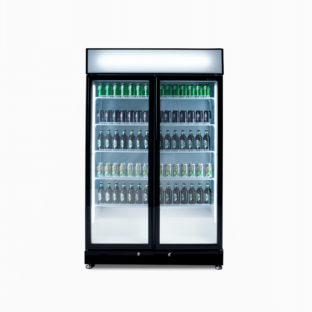 Upright Display Fridge - 885L - 2 Doors - Flat Glass - Black GM0900LBECO