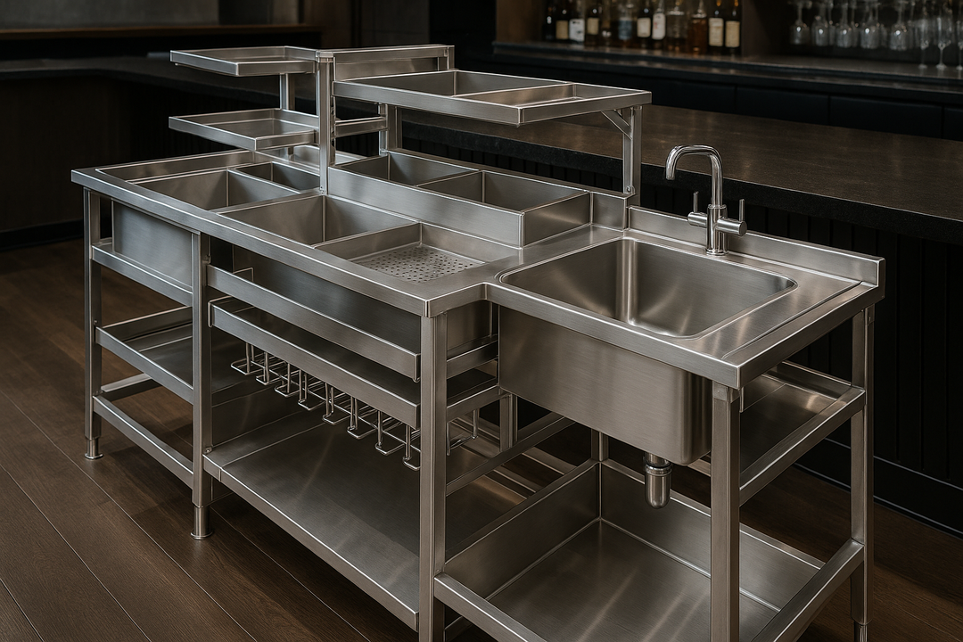 complex bar stainless steel fabrication building cokctail station