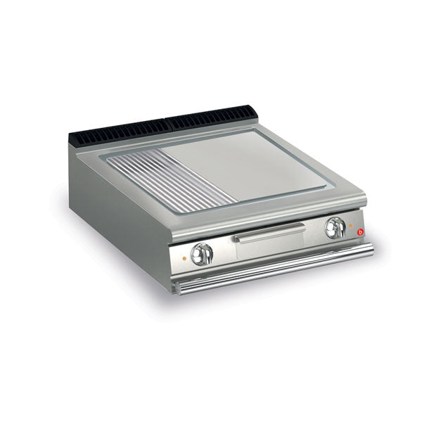 Q70SFT/E825 2 Burner Electric Fry Top With 2/3 Smooth 1/3 Ribbed Chrome Plate And Thermostat Control