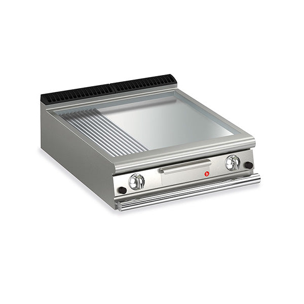 Q70FTT/G825 2 Burner Gas Fry Top With 2/3 Smooth 1/3 Ribbed Chrome Plate And Thermostat Control