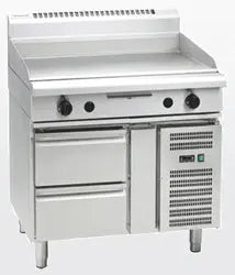 Waldorf 800 Series GPL8900G-RB - 900mm Gas Griddle Low Back Version – Refrigerated Base