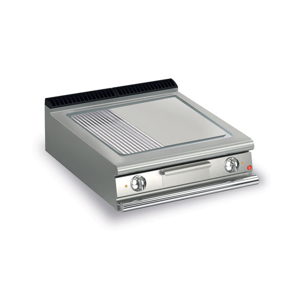 Q70SFT/E820 2 Burner Electric Fry Top With 2/3 Smooth 1/3 Ribbed Mild Steel Plate And Thermostat Control