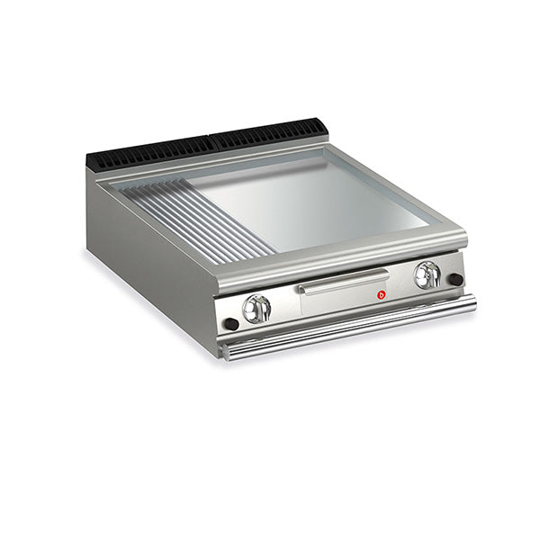 Q90FTT/G825 2 Burner Gas Fry Top With 2/3 Smooth 1/3 Ribbed Chrome Plate And Thermostat Control