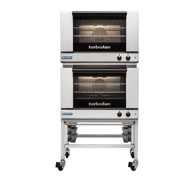 Turbofan E27M3/2C - Full Size Tray Manual Electric Convection Ovens Double Stacked With Castor Base Stand