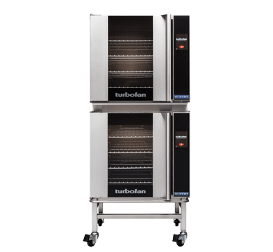 Turbofan E32T4/2 - 2 x E32T4 Full Size Tray Touch Screen Convection Ovens Double Stacked with adjustable base feet