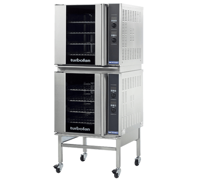 Turbofan E32D4/2C - Full Size Tray Digital Electric Convection Ovens Double Stacked With Castor Base Stand