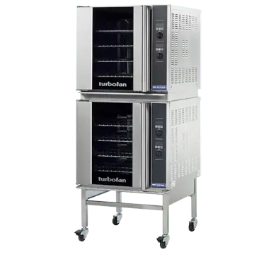 Turbofan E32D4/2C - Full Size Tray Digital Electric Convection Ovens Double Stacked With Castor Base Stand