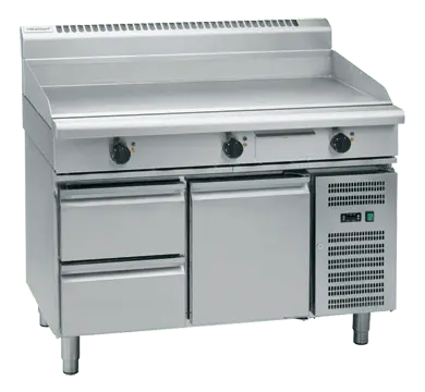 Waldorf 800 Series GPL8120E-RB - 1200mm Electric Griddle Low Back Version - Refrigerated Base