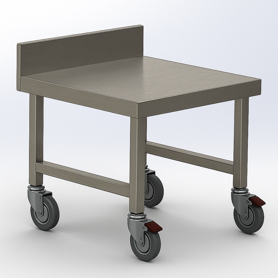 Flowline stainless steel planetary mixer stand with 32mm tube frame and lockable castors
