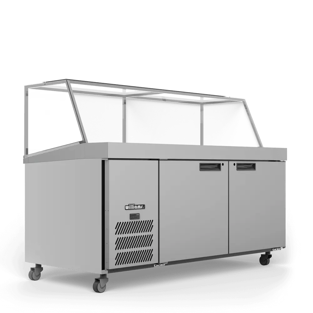 Banksia - Two Door White Colorbond Prep Counter Refrigerator With Angled Blown Air Well HSP30UBA