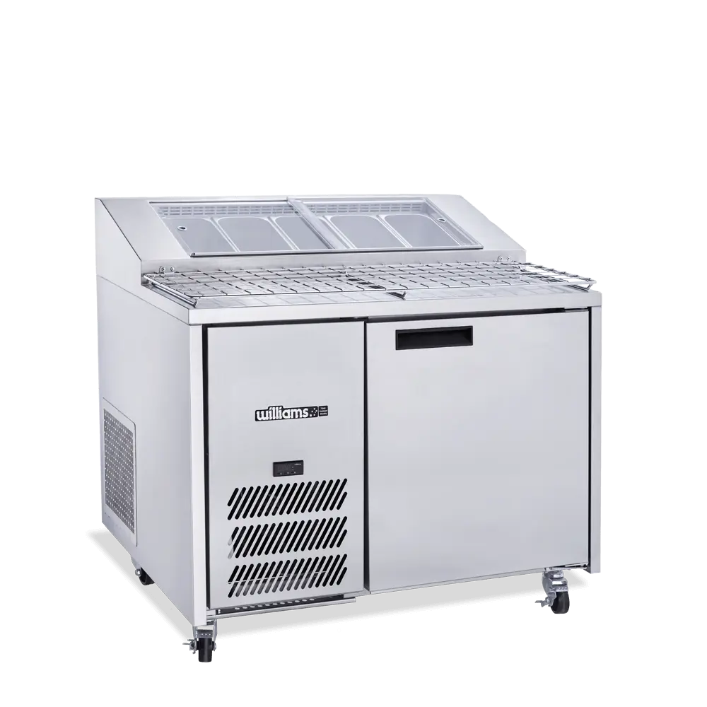 Jade Pizza - One Door Stainless Steel Pizza Prep Counter Refrigerator With Blown Air Well HJ1PCBASS