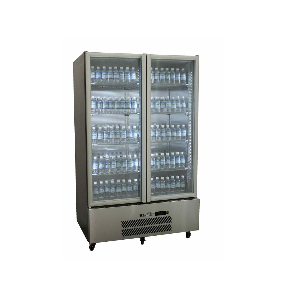 Quartz Star - Two Door Stainless Steel Upright Display Refrigerator HQS2GS