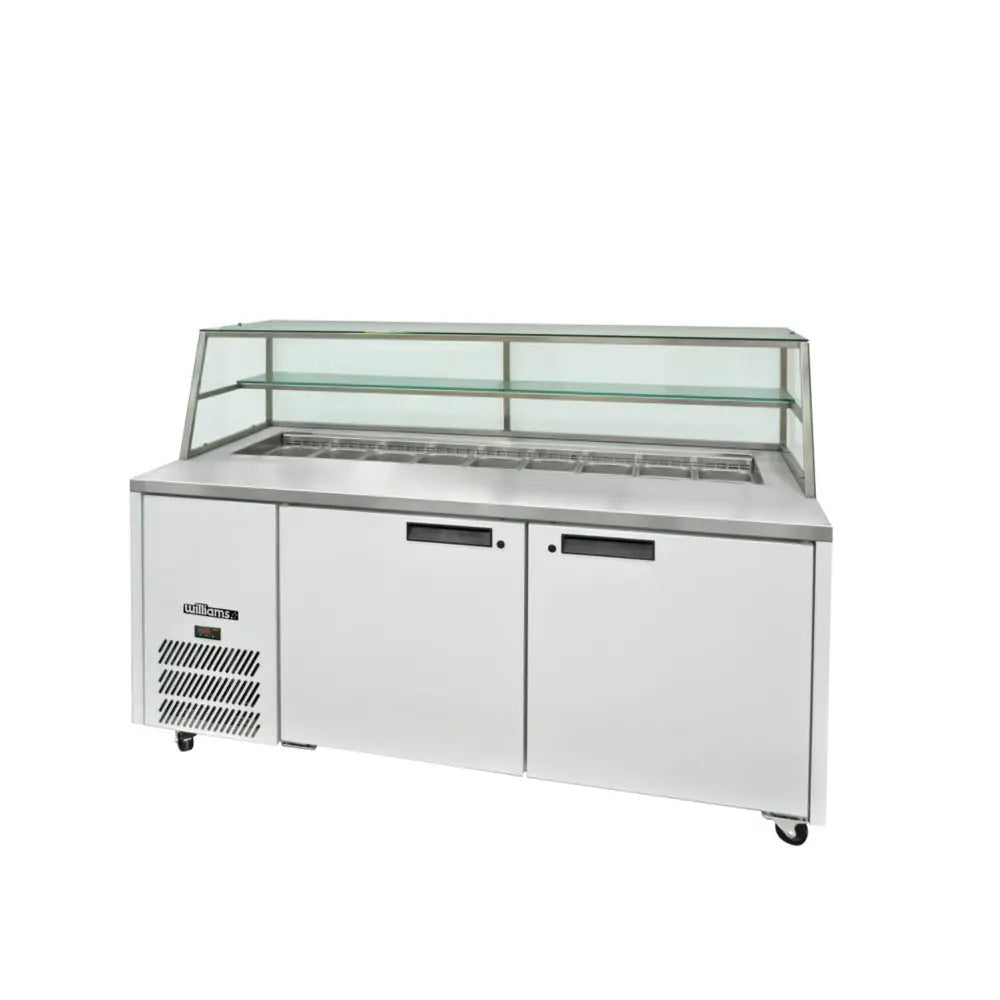 Jade Sandwich - Two Door White Colorbond Prep Counter Refrigerator With Blown Air Well HJ2SCBA