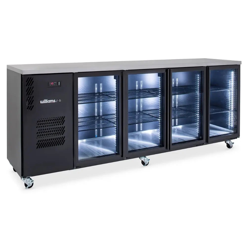 Cameo - Four Door Black Colorbond Under Counter Display Refrigerator HC4UGBHC
