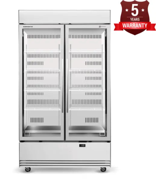 SKB1200N-AC 2 Glass Door Display or Storage Fridge, Lit Sign